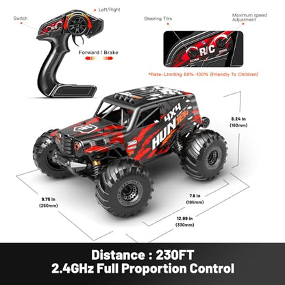 YESHIN 1:14 Scale RC Cars for Adults, 4X4 Waterproof Off-Road Remote Control Truck with 2 Rechargeable Batteries, 40km/h Waterproof Electric Vehicle for Snow, Sand, Beach & Rocky Surfaces