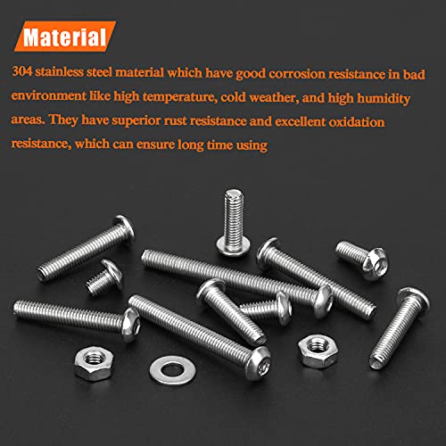 HELIFOUNER 100 Pieces M3 x 14mm, Thread Pitch 0.5mm, 304 Stainless Steel (18-8) Button Head Socket Cap Screws, Fully Threaded - size: M3 x 14mm