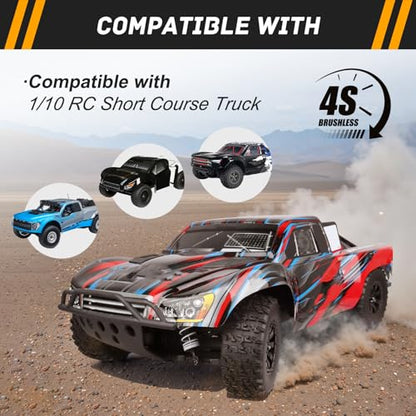 1/10 Short Course Truck Tires and Wheels Tyres for Traxxas HSP Tamiya HPI Kyosho Losi Redcat Racing RC Model Car, Set of 4 (Style A) - style: Style A