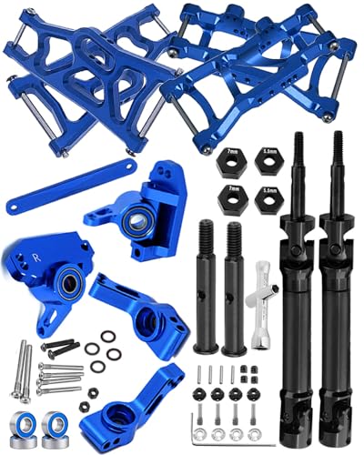 RC Stainless Steel Drive Shaft CVD Axles Upgrades Part for 1/10 Rustler/Stampede VXL 2WD,Alloy Suspension A Arm,Aluminum Caster Block & Steering Blocks & Rear Stub Carriers,Navy Blue - color: Navy Blue