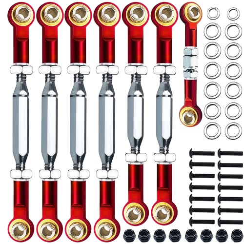 Stainless Steel Turnbuckles Fit for 1/10 Traxxas Rustler 4X4 2WD,74-108mm Adjustable Camber Links for Slash 2WD 4X4,Hoss 4X4,Stampede 4X4,Bandit 2WD 4X4 Upgrades Hop Ups Parts,Red - color: Red
