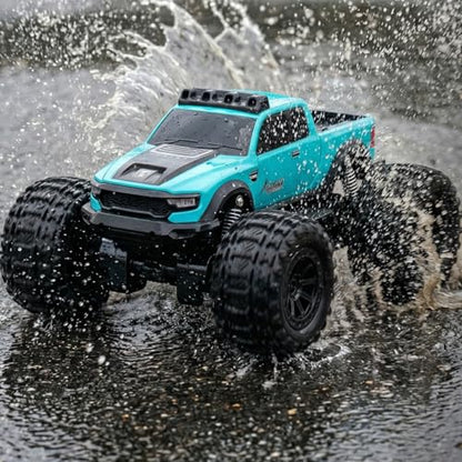 KB KAIBO 8816 1:12 Amphibious Remote Control Car with Full Proportional Steering-Fully Waterproof All Terrain RC Monster Truck for Kids 6-12+, 7.4V 4WD 2.4Ghz 60+ Min Dual Battery Blue - color: Blue