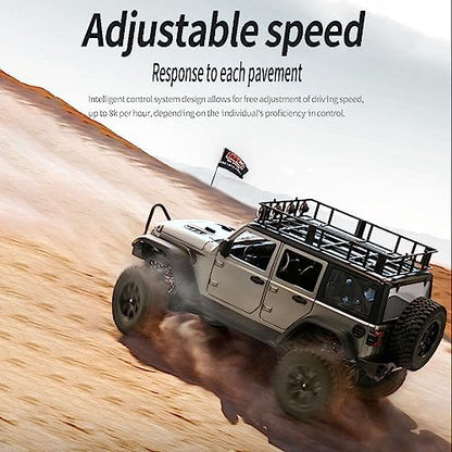 GoolRC 1:12 Scale 4 Wheel Drive Remote Control Car, Off-Road Truck with Lights, 2.4G Remote Control Crawler - color: Silver, size: 3 Battery