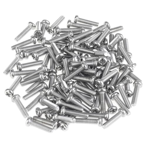 105 Pieces M2.5 x 10mm Machine Screws, Thread Pitch 0.45mm, Sutemribor M2.5 Phillips Pan Head Machine Screws, 304 Stainless Steel, Fully Threaded, Silver - size: M2.5 x 10mm, style: Phillips Pan Head