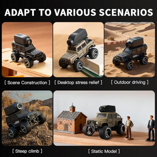KF32 1:64 RC Mini Climbing Alloy Video Car with APP Control and Radio Remote Control HD Camera FPV Cars (Yellow) - color: Yellow