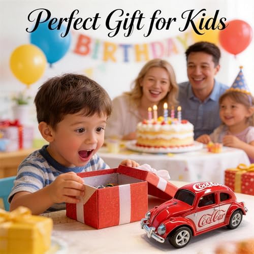 Mini RC Car, Alloy 1/64 RC Car [LED Lights] [3 Speeds Modes] [Rechargeable Battery] Retro Beetle with Remote Control,RED - color: Red