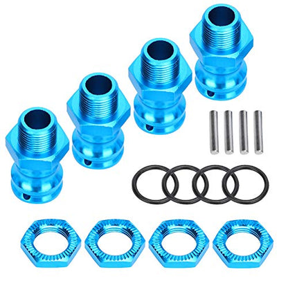 Wheel Hex Hub Adapter Extension Conversion 4pcs Aluminum Alloy 17mm Hex 23mm Wheel Extension Adapter for 1 8 RC Car Model (Blue)