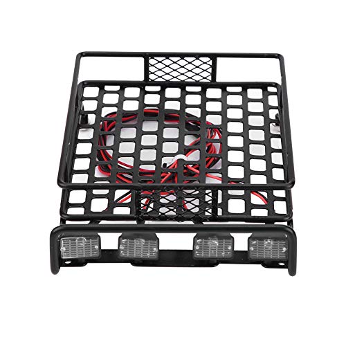 Large Size RC Roof Rack Luggage Carrier with 4 LED Lights, Metal Roof Rack for Axial SCX10 1/10 Scale RC Crawler Car, High Simulation Accessory with Quadrate Lighting (2 red 2 White) - size: 2 red 2 white