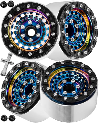 RC 1.9”Wheel Rims for 1/10 SCX10 90046 AXI03007 TRX4 TRX6 VS4-10 Gen7 Gen8 MST CFX D90 RC Crawler,1.9 Beadlock Super Heavy Brass & Aluminum Deep Dish Wheel Rims(4PCS) Colour - color: Colour/4pcs