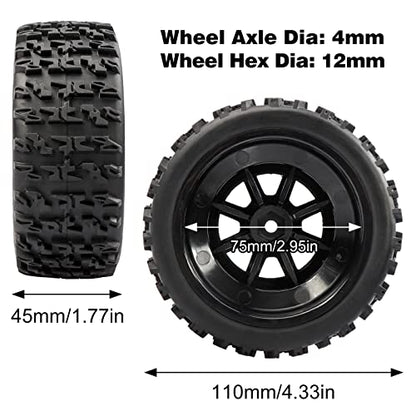 Aimrock 4-Pack 1/10 Pre-Glued 12mm Hex 3.2" Short Course SC Trucks Wheels and Tires Combo for Losi Tenacity Slash Blackout Off-Road Car