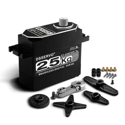 25KG Waterproof Brushless Full Metal High Torgue RC Servo, Stainless Gear Digital Motor, 8.4V with 25T Servo Horn for Cars Robot Helicopter Crawler (25KG 180 Degree) - style: 25KG 180 Degree BLS3325 (All Metal)