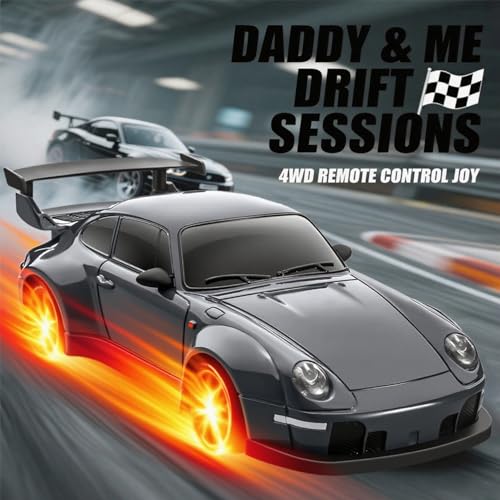 RC Drift Car, 1:24 Scale Remote Control Vehicle with LED Lights,Drifting Tires＆Two Batteries, Racing Sports Toy Idea Gift for Adults Boys Girls and Kids - color: Dark Gray