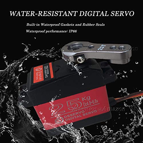 25KG Digital Servo Full Metal Gear High Torque Waterproof for RC Car Crawler Robot Control Angle 270° (Pack of 2) - size: 270 Degree (Pack of 2)