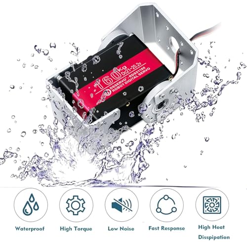 160KG Robot Servo Motor 24V High Torque Steel Gear Digital Steering Servo for RC Vehicles, Robotic Arms, Humanoids, and More – with Mount Brackets (180°)