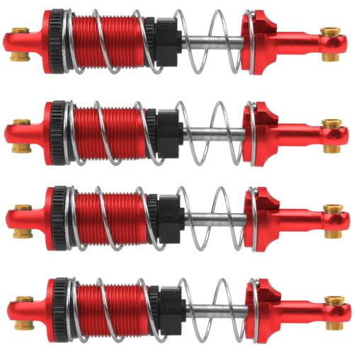 4Pack ShareGoo RC Car Shock Absorbers Metal Shocks Damper Compatible with MJX Hyper Go 16207 16208 16209 16210 H16BM H16GT H16DR 1/16 RC Car Upgrades Part (Red) - color: Red