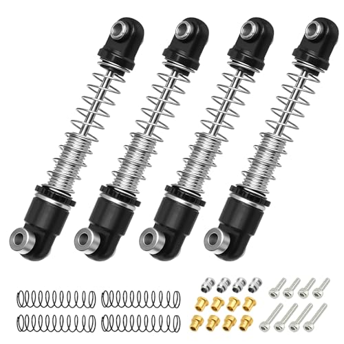 25mm Aluminum RC Shock Absorber Set, 4PCS CNC Threaded Suspension Upgrade, Replacement for 1/30 Axial SCX30 Crawler Car Ford Bronco, Jeep Wrangler, Chevrolet K10, Black - color: Black