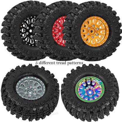 Rc 1.3 Beadlock Wheel Tires/Wheel Rims for 1/24 1/18 SCX24 TRX4M RC Crawler Car,Aluminum 1.3 Beadlock Wheels and Tires,Rc Tires with Foam Inserts,Titanium(4PCS) - color: Titanium - (Rc Wheels Tires)