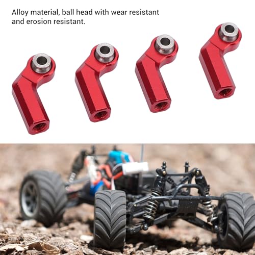 4 Set RC Link Rod End Alloy M4 Curved CW 7mm Ball Joint Head Set, RC Link Tie Rod End, Replacement for 1/10 Model Car, with 4 Nuts for Enhanced Control and Durability (Red) - color: Red