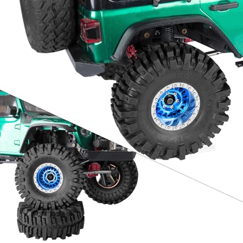 Rc 1.9 Inch Wheel Rims & Tires Wheels for 1/10 RC Crawler Car SCX10 SCX10 II SCX10 III 90046 TRX6 TRX4 D90 VS4-10 Gen8 MST CFX,Aluminum RC 1.9 Beadlock Tires Wheel,Navy Blue - color: Navy Blue (1.9 Tires Wheels)