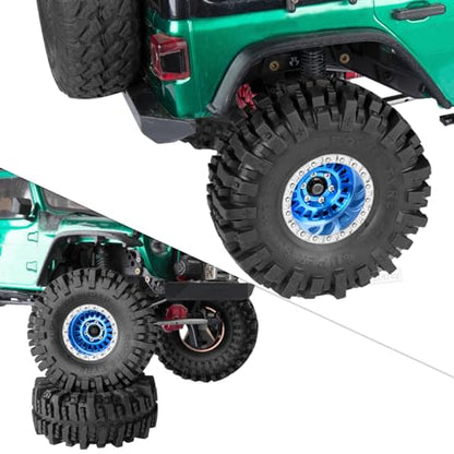 Rc 1.9 Inch Wheel Rims & Tires Wheels for 1/10 RC Crawler Car SCX10 SCX10 II SCX10 III 90046 TRX6 TRX4 D90 VS4-10 Gen8 MST CFX,Aluminum RC 1.9 Beadlock Tires Wheel,Navy Blue - color: Navy Blue (1.9 Tires Wheels)