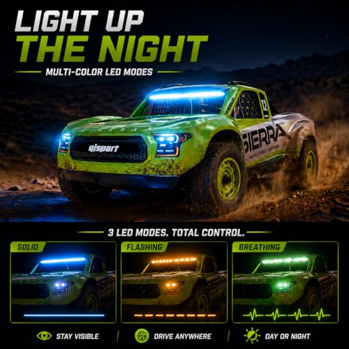 UDIRC 1203PRO 1/12 RC Short Course Truck, 50MPH 3S Brushless Fast RC Car with Gyro and Center Diff for Adults, 4WD All Terrain Desert Truck RTR, 3S Battery Included, 4-Color LED Light System
