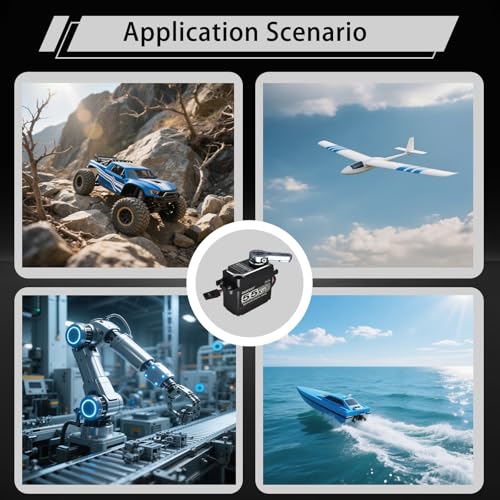 55KG Brushless Digital Servo IP67 Waterproof, BLS3355 High Torque Steering RC Servo with 25T Servo Arm 5-8.4V, for 1/8th 1/10th RC Car Crawler Off-road Truck Buggy Robot (Full Metal Shell 270°)