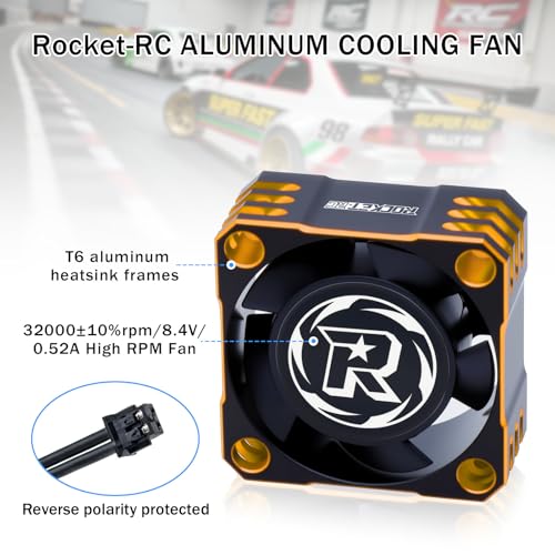 25mm RC Fan 32000RPM/8.4V RC Cooling Fan Turbo ESC Cooling Fan Heat Dissipation for 1/10 1/8, 1/12 RC Car TS120 TS160 TS120V2 TS160V2 ESC (Black+Orange) - color: Black Orange