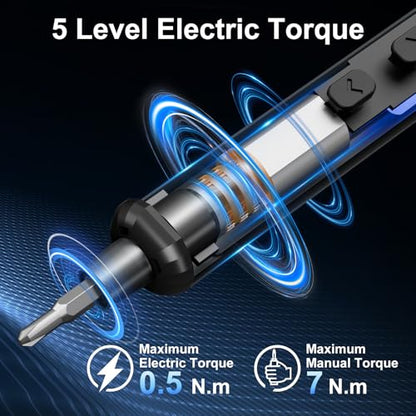STREBITO Electric Screwdriver Set, 67 in 1 Electric Precision Screwdriver | 50 S2 Magnetic Bits, 5 Torque Settings, 4 LED Lights, Mini Electric Screwdriver Kit for PC Phone Laptop Camera Electronics - color: Upgraded Blue