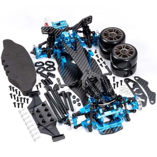 MORLORDY Aluminum & Carbon Fiber RC Chassis Frame Body Kit for 1/10 D5/ D5MINI+SR RC Drift Racing Car, with 4Pcs Wheels Tires Set & Shocks & Accessories (D5MINI+SR) - style: D5MINI+SR