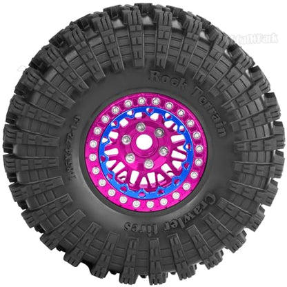 RC 1.9 Wheel Tires for 1/10 TRX4 TRX6 SCX10 SCX10 II 90046 SCX10 III AXI03007 SCX10 Pro Gen7/8 D90 VS4-10 MST CFX RC Crawler Car,12mm Hex Wheels Rims and Rubber Tires w/Sponge,Pink - color: Pink - (1.9 Beadlock Wheel)