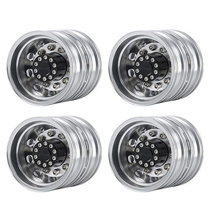 QUE-T 4pcs Aluminum Rear Wheel Hubs Rims for 1/14 Tamiya Tractor Climbing Trailer RC Car Upgrade Parts