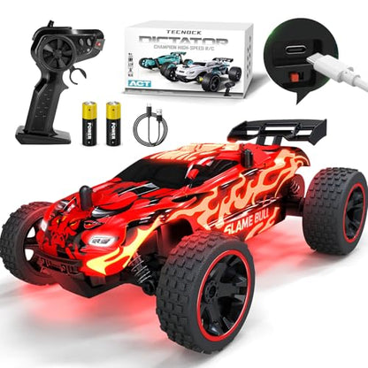 Tecnock RC Cars for Kids, 1:18 Scale 2WD RC Car with USB-C Easy Charging, 2.4GHz Remote Control Car with LED Lights & 50 Mins Playtime, Toys Gifts for Boys & Girls Ages 8-12 - color: Deep Red