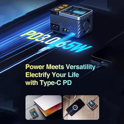 SKYRC B6ACneo Smart Charger Lipo Battery Charger, DC 200W AC 60W | PD Output 65W Battery Balance Charger Discharger for 1-6S LiPo/LiFe/Li-ion/LiHV, 1-15S NiMH/NiCd, 3S/6S Pb Battery