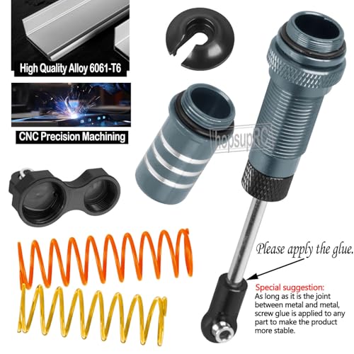 Upgrades Part Front Rear Assembled Full Metal Shocks Aluminum Big Bore RC Shocks Absorber Damper for 1/10 Slash/Rustler/Stampede/Bandit 4X4 4WD 2WD(VXL).Titanium(4PCS) - color: Titanium(4PCS)