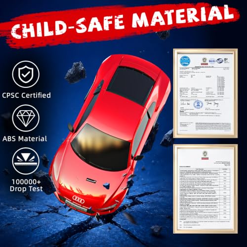 AEROQUEST 1:24 Audi Remote Control Car (R8 Coupe-Red) | Officially Licensed,Birthday Gift,Toys for ages 3-8,Electric Sport Racing,front-light ,2.4GHz-supports multi-play - color: Audi Red