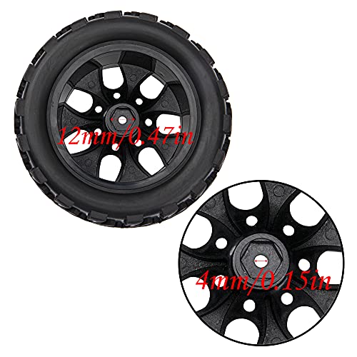 12mm Hub 4.64''OD Rubber Tires & Wheel Rim w/Foam Compatible with 1/10 Scale Traxxas Slash HPI HSP Volcano ExceedRC Infinitive Off-Road Car Monster Truck (Style 1) - style: Style 1