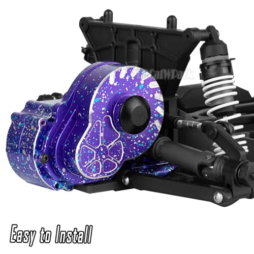 Aluminum Gearbox Transmission Case w/Spur Gear Upgrades Part for 1/10 Slash/Rustler/Stampede/Bandit 2WD (VXL) Drag Slash/Bigfoot,RC Gearbox Hops Up,Replace #9495,Colorful(Purple Blue Tone) - color: Colorful(purple Blue Tone) - (Gearbox)