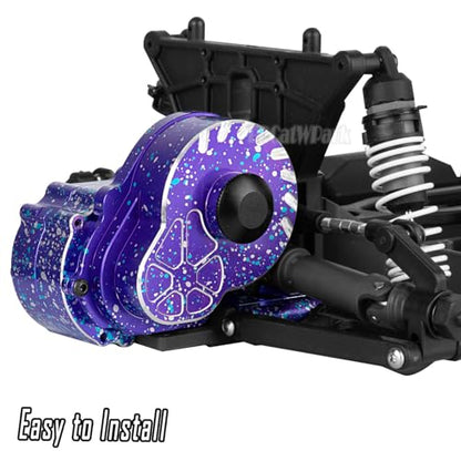 Aluminum Gearbox Transmission Case w/Spur Gear Upgrades Part for 1/10 Slash/Rustler/Stampede/Bandit 2WD (VXL) Drag Slash/Bigfoot,RC Gearbox Hops Up,Replace #9495,Colorful(Purple Blue Tone) - color: Colorful(purple Blue Tone) - (Gearbox)