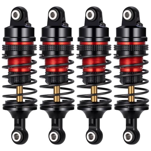 Aluminum Adjustable Progressive Shock for Tra-xxas 1/16 Mini Slash | 4X4 Rally VXL Ford RS200 Short Course Truck Upgrade 4pcs Adjustable Spring Damper Red
