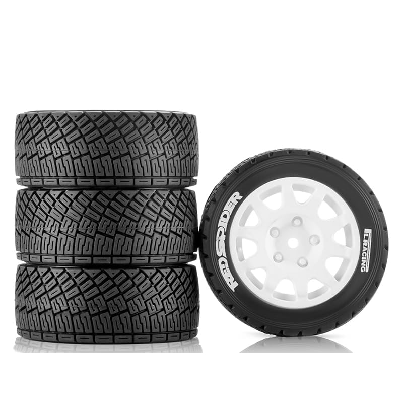 1/8 1/10 1/7 RC On Road Tires OD 3.94'' and Rally Racing Wheels 12mm 14mm 17mm Hex for 1:8 1:7 1:10 Street Touring Drift Car ARRMA Typhon 6S Losi Kyosho Tamiya TT02 HPI WR8 HSP 4PCS (Gray) - color: Gray