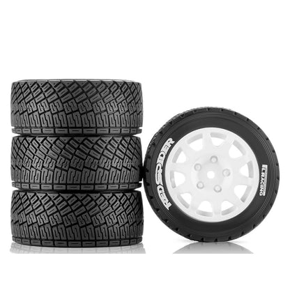 1/8 1/10 1/7 RC On Road Tires OD 3.94'' and Rally Racing Wheels 12mm 14mm 17mm Hex for 1:8 1:7 1:10 Street Touring Drift Car ARRMA Typhon 6S Losi Kyosho Tamiya TT02 HPI WR8 HSP 4PCS (Gray) - color: Gray