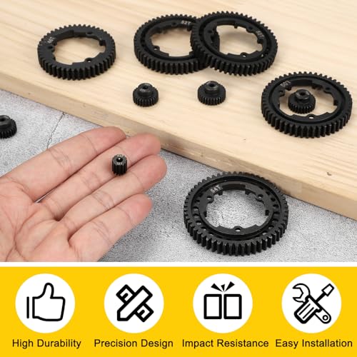 MECCANIXITY 48P Hardened Steel Pinion Gear, 13T 3.175mm Shaft Metal Motor Gear with Hex Key for RC Brushless Brush Motor Model Car Replace(Black) - size: 13T