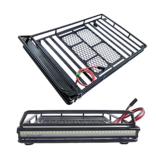 Car Roof Luggage Bracket with Led Light for Crawler Black Storage Rack for Simulation Accessories Lightweight and Luggage Holder - size: 24.80X14.10X2.30CM