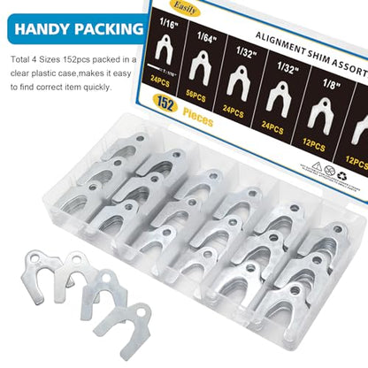 152 Pieces Auto Alignment Body Shims 1/16" 1/64" 1/32" 1/8" Car Alignment Shims Spacers Assortment Kit