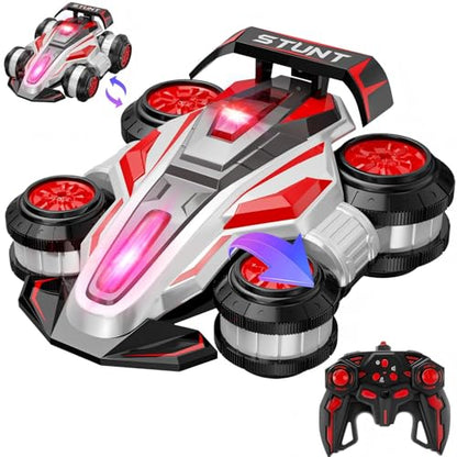 Remote Control Stunt Car, High Speed Drift Deformation RC Car with LED Lights, 2.4GHz Controller, Red Toy Vehicle for Kids Ages 4-16 - color: Red