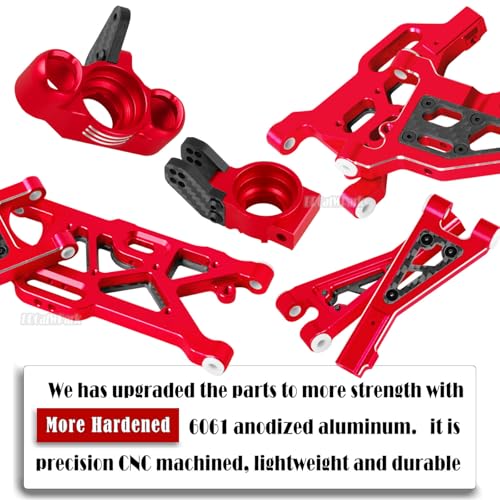 Rc Upgrades Part for 1/8 Typhon 6s BLX,1/7 Felony Infraction 6S BLX Limitless,Front Rear A-Arms,Steering Blocks,Caster Block,Aluminum A-Arms,Caster Block,Steering Blocks,Wheel Hex,Red - color: Red - (Rc Parts)