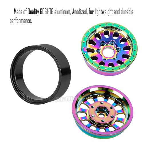 RC Wheel Rims for 1/18 TRX4M,1/24 SCX24 RC Crawler Car,4PCS RC 1.3 Beadlock Wheel Rims Aluminum Rings Deep Dish Wheel Rims,Colour - color: Colour - (1.3 Rims)