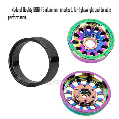 RC Wheel Rims for 1/18 TRX4M,1/24 SCX24 RC Crawler Car,4PCS RC 1.3 Beadlock Wheel Rims Aluminum Rings Deep Dish Wheel Rims,Colour - color: Colour - (1.3 Rims)