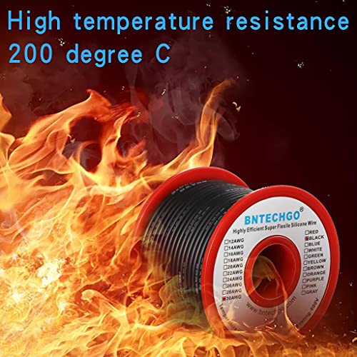 BNTECHGO 30 Gauge Silicone Wire Spool 50 ft Black Flexible 30 AWG Stranded Tinned Copper Wire | Flexible 30 AWG Stranded Wire Silicone Rubber Insulation For RC Models, Drone, Robot, LED Lighting Systems, 3D Printer, DIY - size: 30 gauge silicone wire 50ft
