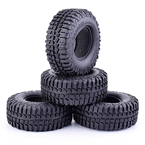 4PCS RC Crawler 100mm Rubber Tires 1.9 inch Wheels Tyres Set for 1:10 RC Rock Crawler Car for Axial SCX10 D90 TF2 Tamiya TRX-4 Parts - color: 100mm